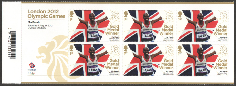 (image for) SG3355a Mo Farah London 2012 Olympic Gold Medal Winner Miniature Sheet