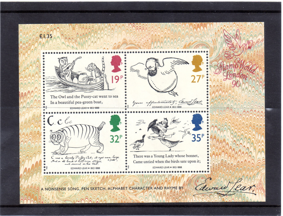 (image for) MS1409 1988 Edward Lear Royal Mail Miniature Sheet