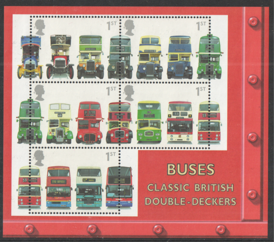(image for) MS2215 2001 Double Decker Buses Royal Mail Miniature Sheet