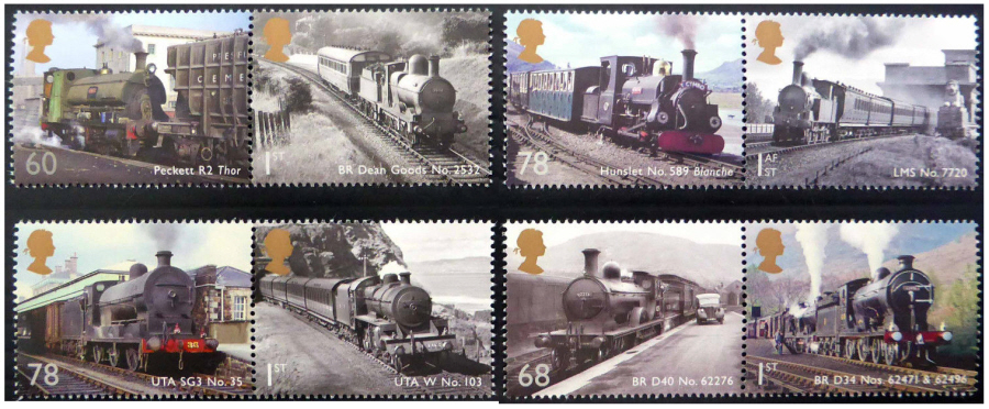 (image for) SG3570 / 77 2014 Classic Locomotives of the United Kingdom booklet stamps unmounted mint set of 8