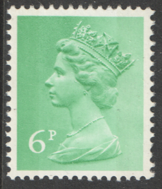 (image for) 1971 6p Pastel Green OCP(H) / PVAl Cyl 1 (S2) no dot Machin Cylinder Block