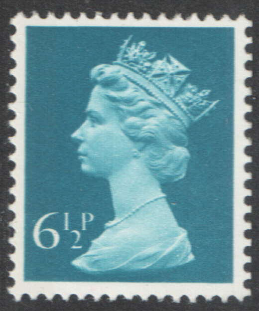 (image for) 1974 6.5p Cerulean Blue FCP(H) / DEX 2 Bands Cyl 2 (17) no dot Machin Cylinder Block