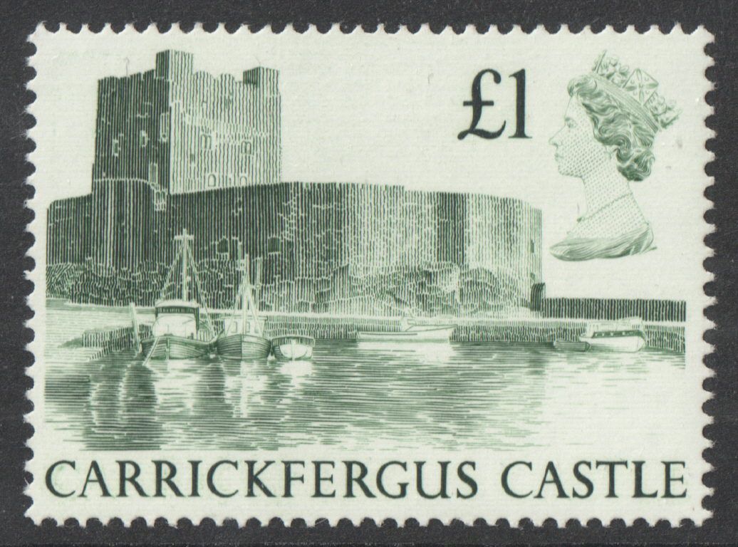 (image for) 1988 Harrison Castle £1 Green Plate 1B Block of 4