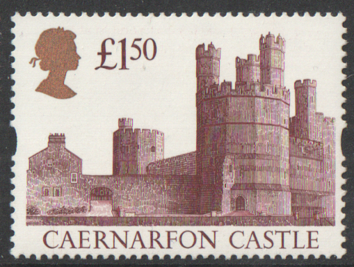 (image for) 1992 Harrison Castle £1.50 Burgundy Plate 4I White Paper/Gum Block of 4