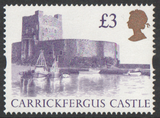 (image for) 1992 Harrison Castle £3.00 Purple Plate 1E White Gum Block of 4