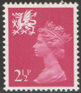 (image for) 1971 Wales 2.5p Pale Magenta OCP(H)/PVAl Cyl 3(5) no dot cylinder block