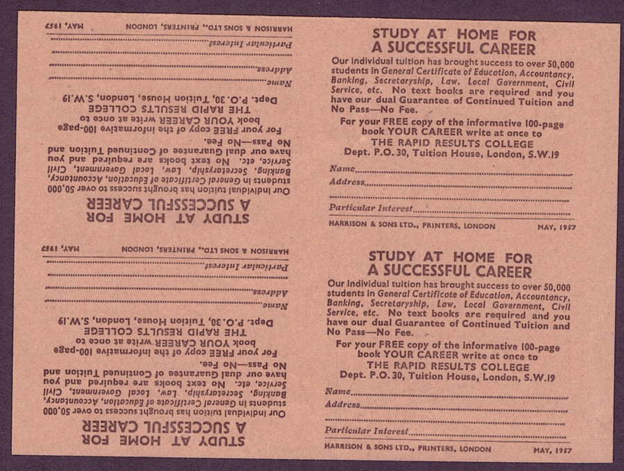 (image for) H28 May 1957 Tete-Bêche back covers 5/- Stitched Booklet