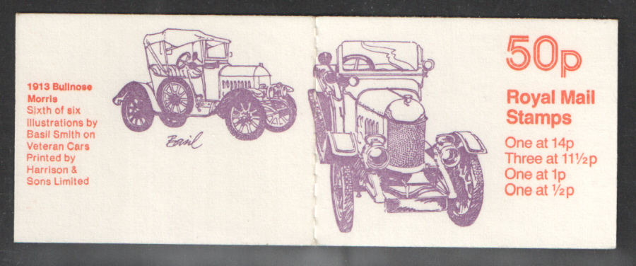 (image for) FB15B / DB9(15)A Perf P1 Bullnose Morris 50p Folded Booklet - Click Image to Close