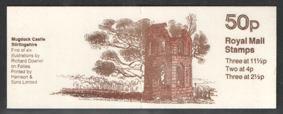 (image for) FB17A / DB9(17) Perf E1 Mugdock Castle 50p Folded Booklet - Click Image to Close
