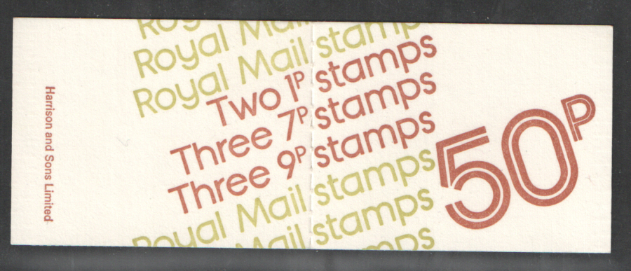 (image for) FB2A / DB9(2)D Setting 2 Perf E2 50p Folded Booklet. Bottom two stamps creased.