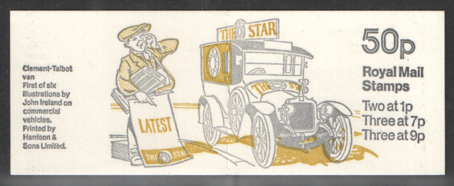 (image for) FB3B / DB9(3)A Perf E2a Clement-Talbot Van 50p Folded Booklet. Trimmed at right. - Click Image to Close