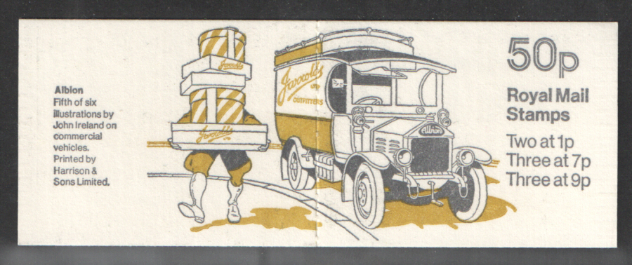 (image for) FB7A / DB9(7) Perf E2b Albion Van 50p Folded Booklet. Trimmed at left