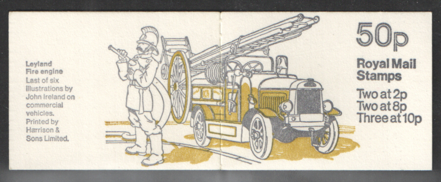 (image for) FB9B / DB9(9)A Perf E1 Leyland Fire Engine 50p Folded Booklet