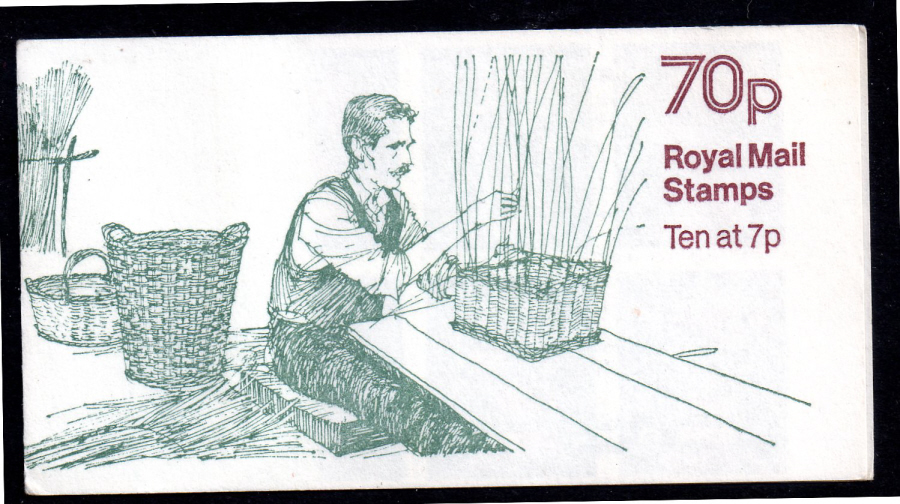 (image for) FD8A / DB7(9) Perf E1 70p Basket Making Left Margin Folded Booklet. Slight perf trimming.