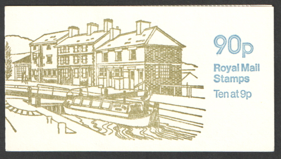 (image for) FG2A / DB8(3) Perf E1 Grand Union Canal 90p Left Margin Folded Booklet. Trimmed perfs at top.