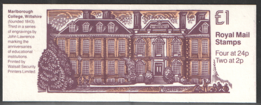 (image for) FH30 / DB15(26) Cyl W3 W3 W3 W3 Marlborough College £1 Folded Booklet