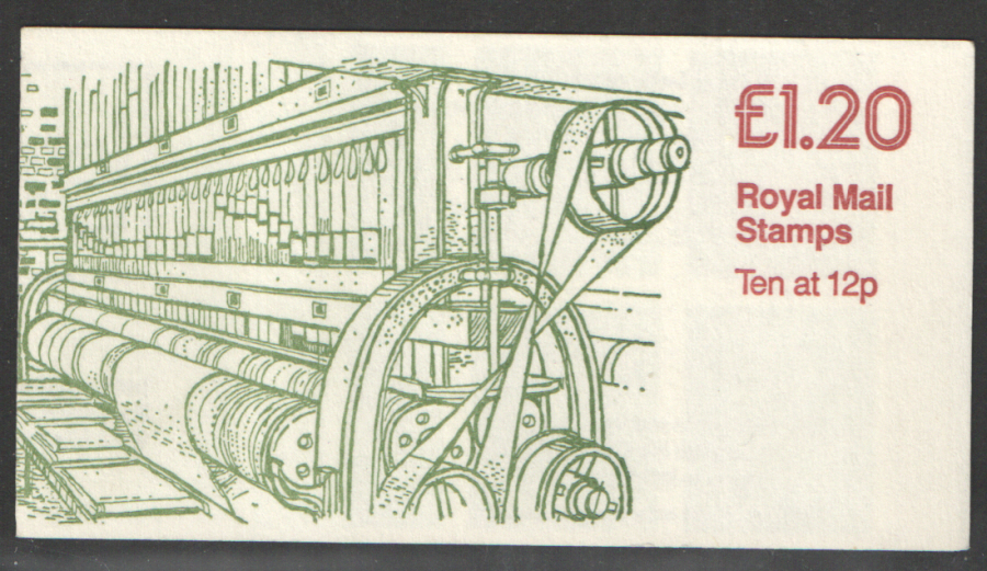 (image for) FJ1Aa / DB8(11)/1 Miscut Cyl 4 no dot Perf E1 £1.20 Beetle Mill Left Margin Folded Booklet. Slightly toned cover.