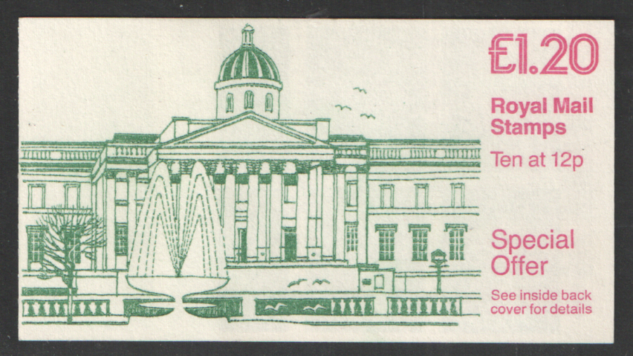 (image for) FJ5A / DB7(31)/1 Partially Omitted Phosphor £1.20 National Gallery Left Margin Folded Booklet. Trimmed perfs at top.