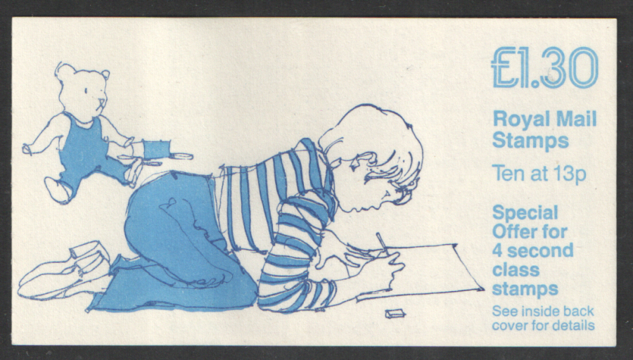 (image for) FL11B / DB7(38)A Perf E1 £1.30 Boy Drawing Right Margin Folded Booklet