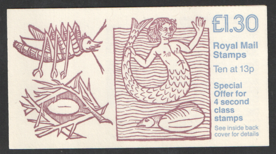 (image for) FL12B / DB7(39)A Perf E1 £1.30 Mermaid Right Margin Folded Booklet - Click Image to Close