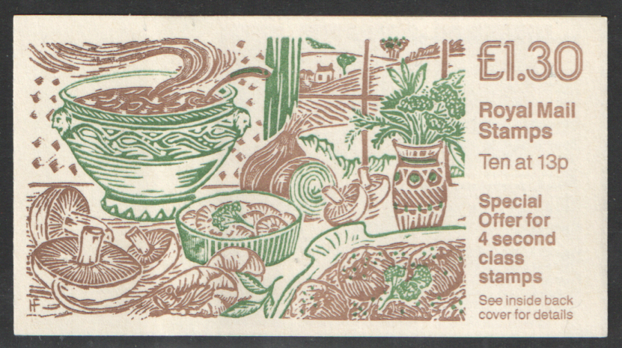 (image for) FL13B / DB7(40)A Perf E1 £1.30 Vegetables Right Margin Folded Booklet