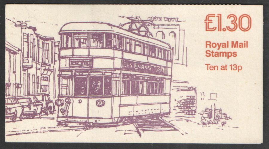 (image for) FL3A / DB7(26) Perf E1 £1.30 Trams No.1 Left Margin Folded Booklet