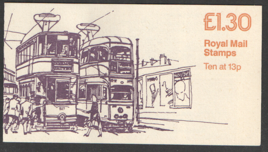 (image for) FL4A / DB7(27) Perf E1 £1.30 Trams No.2 Left Margin Folded Booklet