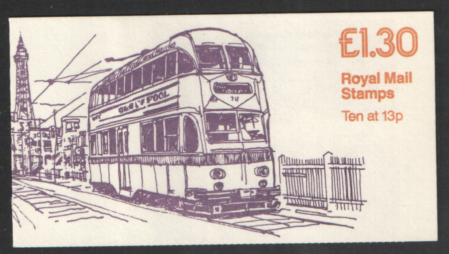 (image for) FL5B / DB7(28)A Cyl B12 (B62 Row 1) £1.30 Trams No.3 Right Margin Folded Booklet