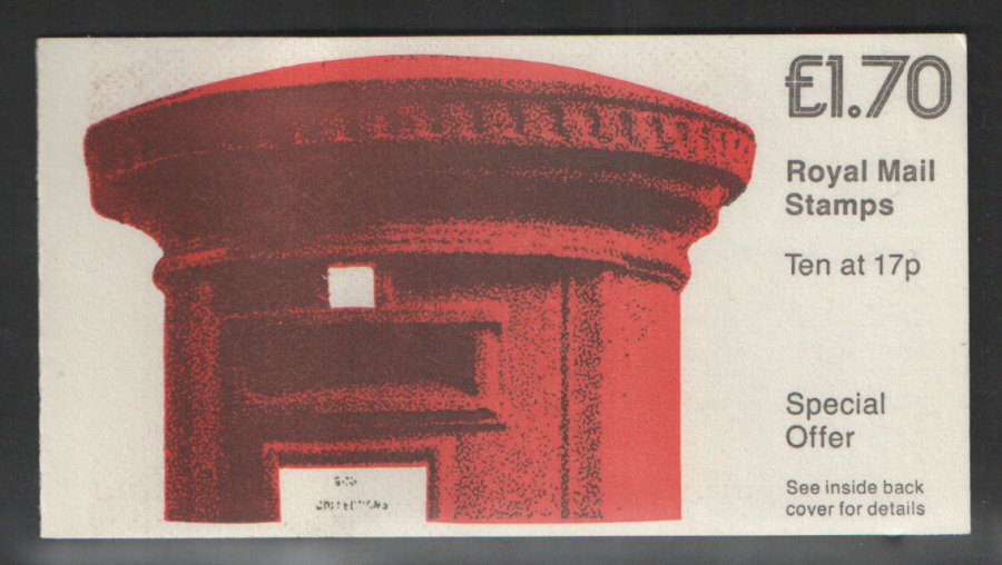 (image for) FT5B / DB8(29)A Cyl B7 £1.70 Pillar Box Right Margin Folded Booklet. Trimmed at base.