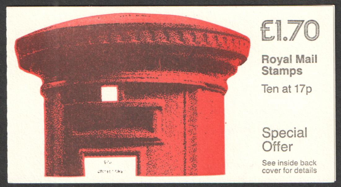(image for) FT5Ba / DB8(29)C Cyl B20 Corrected Rate £1.70 Pillar Box Right Margin Folded Booklet. Small mark on cover.