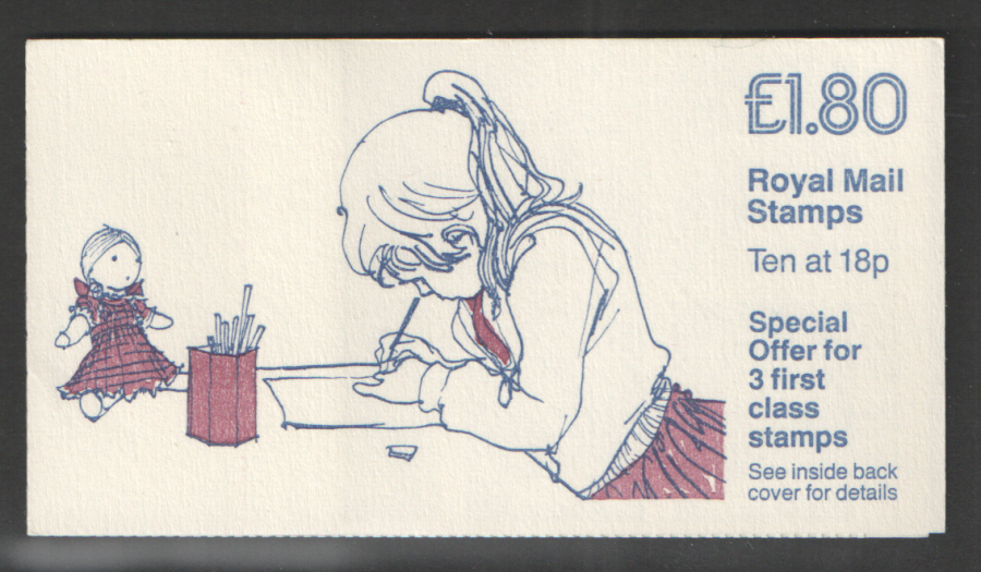 (image for) FU5B / DB8(36)A Cyl B2 £1.80 Girl Drawing Right Margin Folded Booklet - Click Image to Close