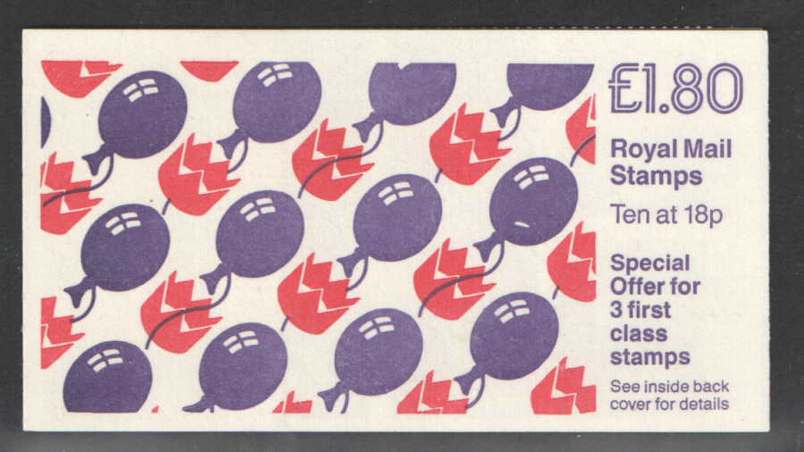 (image for) FU8A / DB8(39) Cyl B1 £1.80 Balloons & Hats Left Margin Folded Booklet
