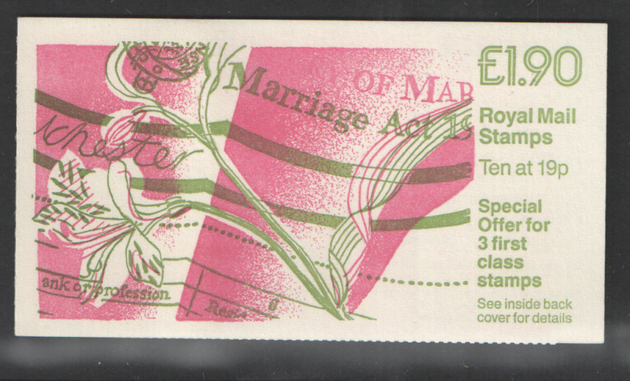 (image for) FV1B / DB8(40)A Cyl B3 £1.90 Marriage Act Right Margin Folded Booklet