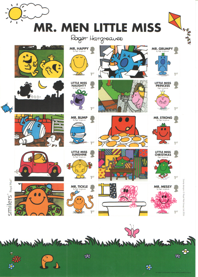 (image for) LS101 2016 Mr Men & Little Miss Royal Mail Generic Smilers Sheet - Click Image to Close