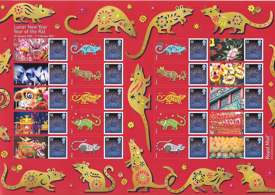 (image for) LS119 2019 Year Of The Rat Royal Mail Generic Smilers Sheet - Click Image to Close