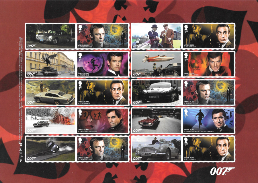 (image for) LS122 2020 James Bond Royal Mail Generic Smilers Sheet - Click Image to Close