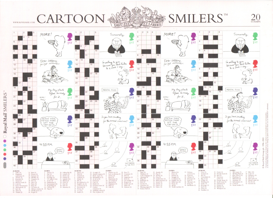 (image for) LS13 2003 Crossword Cartoons Royal Mail Generic Smilers Sheet