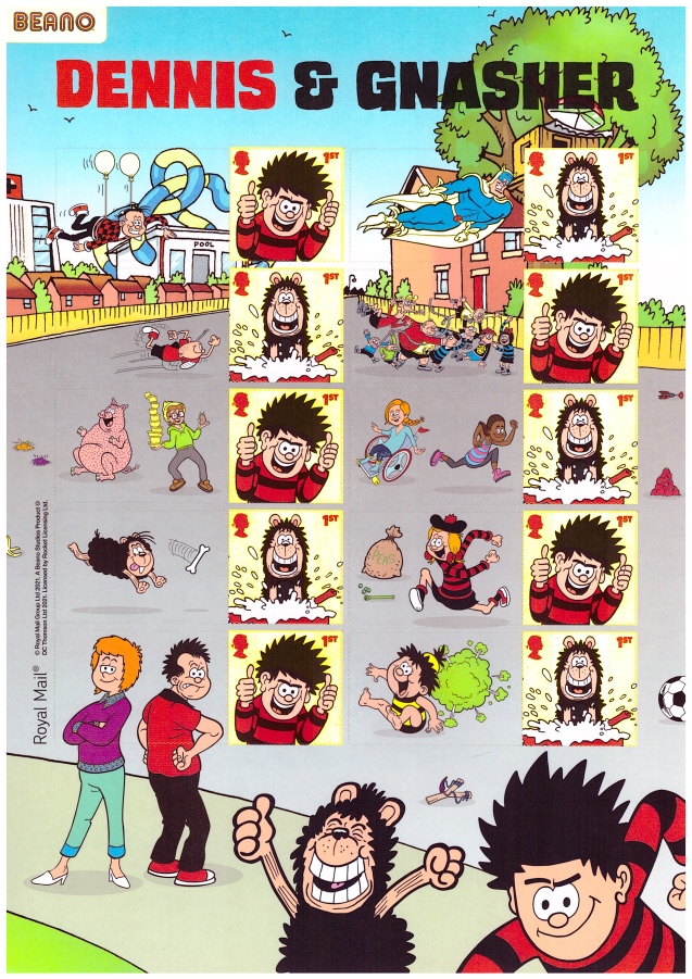 (image for) LS133 2021 Dennis & Gnasher Royal Mail Generic Smilers Sheet - Click Image to Close