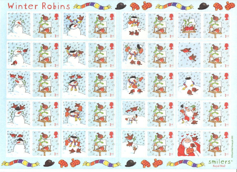 (image for) LS14 2003 Christmas Robins Royal Mail Generic Smilers Sheet