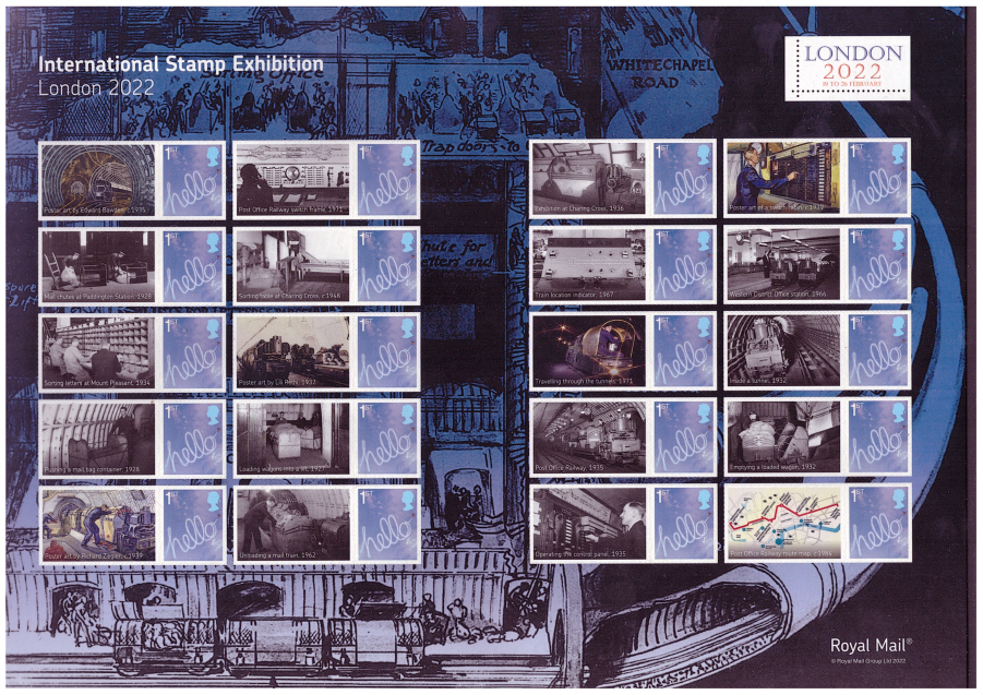 (image for) LS140 London 2022 International Stamp Exhibition Royal Mail Generic Smilers Sheet
