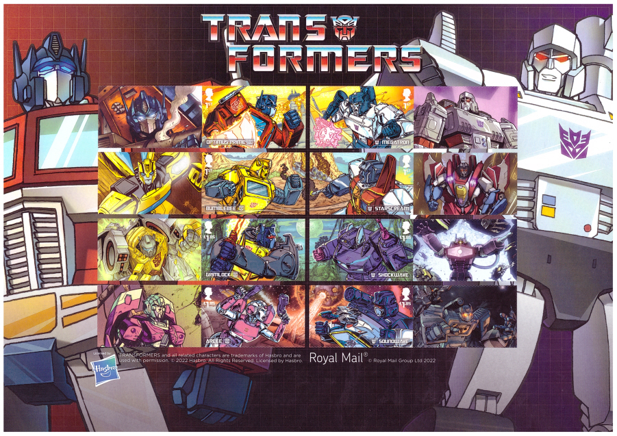 (image for) LS143 2022 Transformers Royal Mail Generic Smilers Sheet - Click Image to Close
