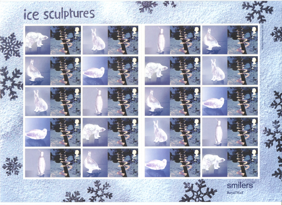 (image for) LS15 2003 2nd Class Ice Sculptures Royal Mail Smilers Sheet - Click Image to Close