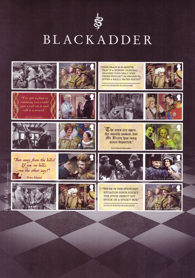 (image for) LS151 2023 Blackadder Royal Mail Generic Smilers Sheet
