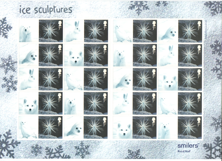 (image for) LS16 2003 1st Class Ice Sculptures Royal Mail Smilers Sheet