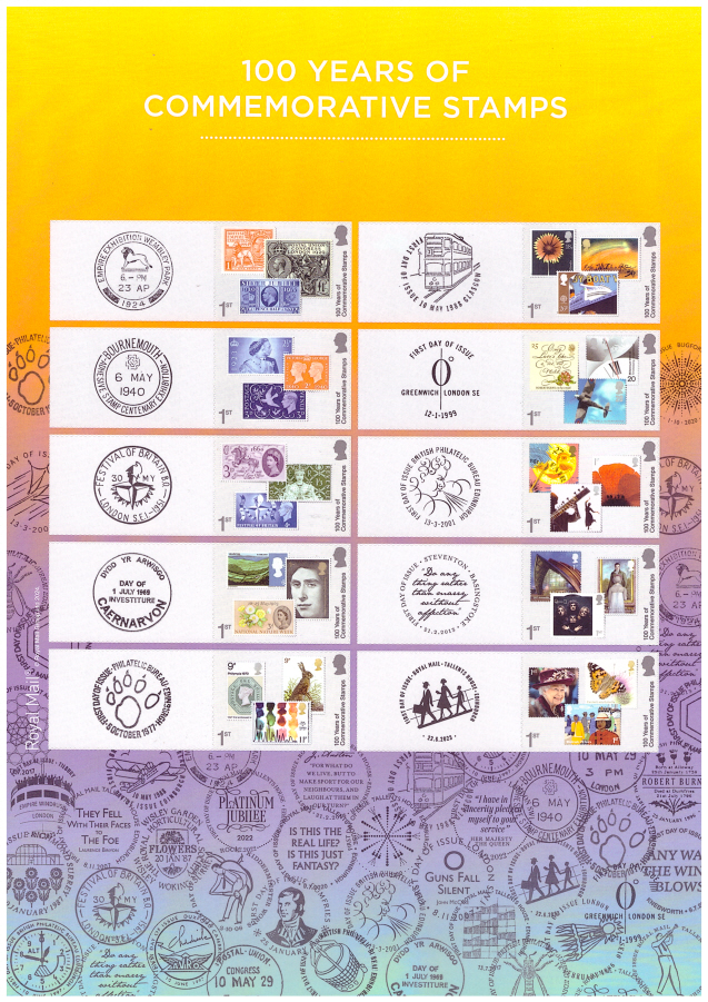 (image for) LS161 2024 100 Years of Commemorative Stamps Royal Mail Generic Smilers Sheet - Click Image to Close