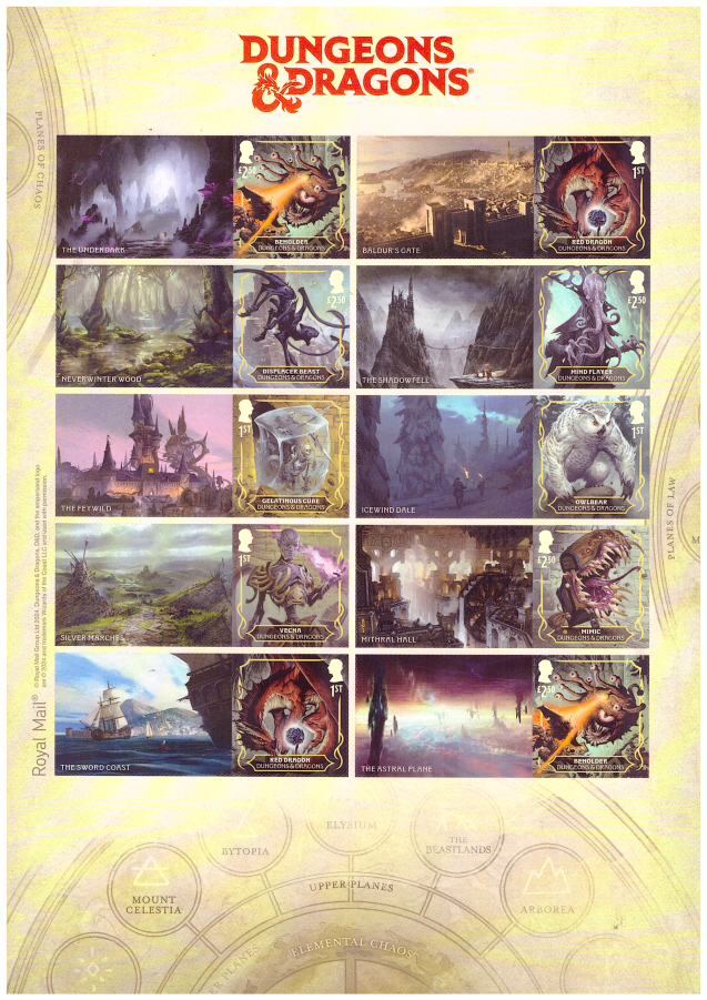 (image for) LS163 2024 Dungeons & Dragons Royal Mail Generic Smilers Sheet