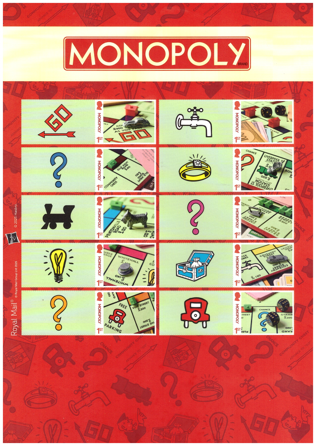 (image for) LS177 (TBC) 2025 Monopoly Royal Mail Generic Smilers Sheet