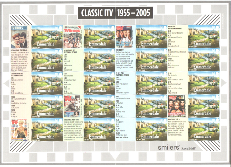 (image for) LS26 2005 Classic ITV Programmes Royal Mail Generic Smiler Sheet - Click Image to Close