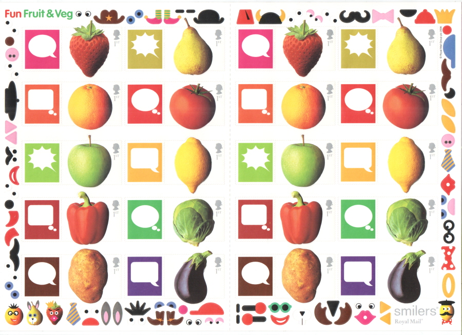 (image for) LS29 2006 Fruit & Vegetables Royal Mail Generic Smilers Sheet - Click Image to Close