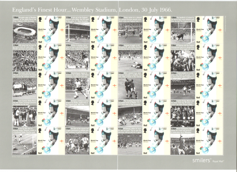 (image for) LS31 2006 World Cup '66 Victory Royal Mail Generic Smilers Sheet - Click Image to Close